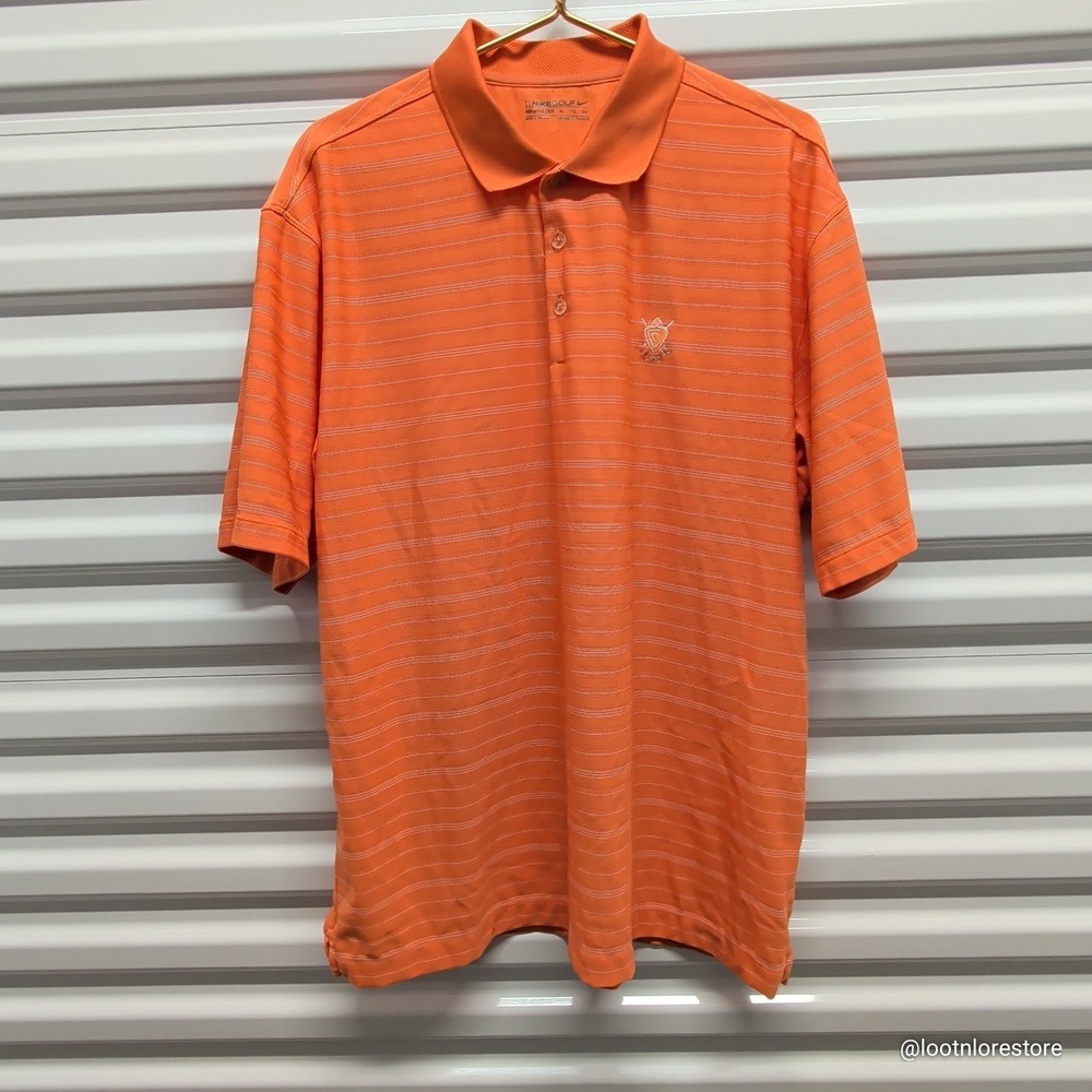 Nike Golf Men's Fit Dry Polo Shirt XL Orange Striped Short Sleeve Performance — photo 2
